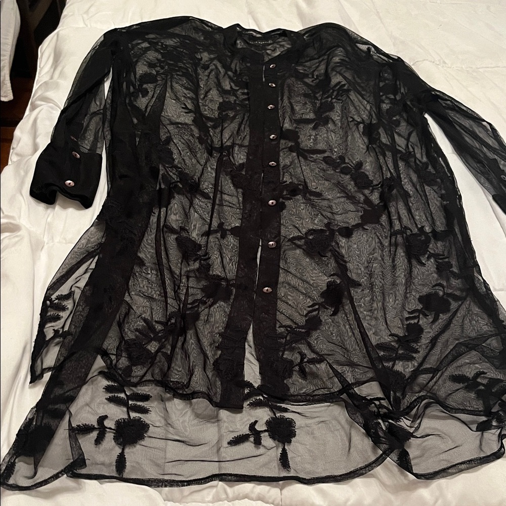 Zara Black Sheer Mesh Top